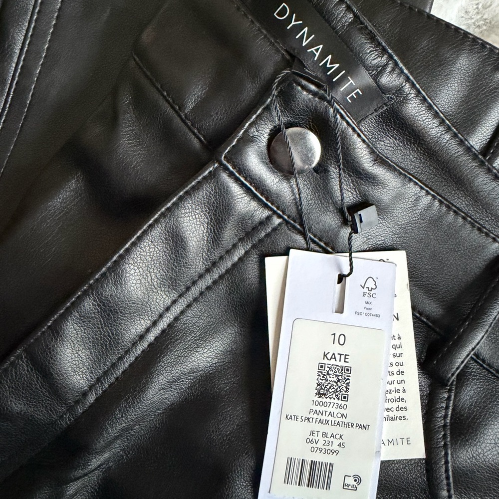 NWT Dynamite Kate Jet Black Leather Look Pants